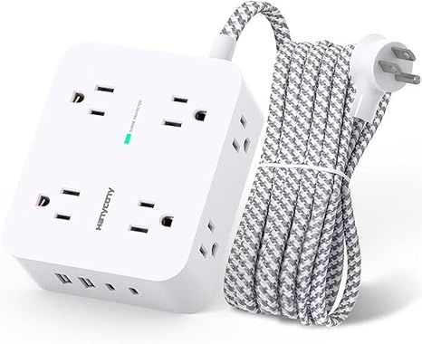 Power Strip - HANYCONY 8 Outlets 4 USB (2 USB C) Charging Ports, Multi Plug Outlet Extender