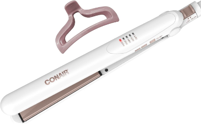 Double Ceramic Flat Iron, 1-Inch Flat Iron Hair Straightener with Claw Clip, 5 Heat Settings