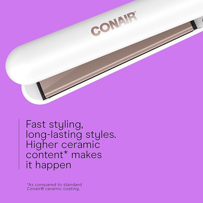 Double Ceramic Flat Iron, 1-Inch Flat Iron Hair Straightener with Claw Clip, 5 Heat Settings