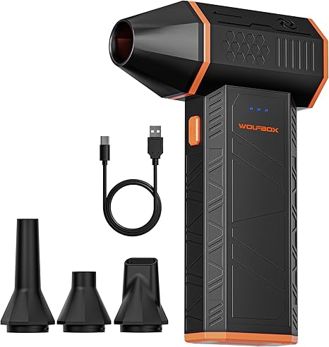 WOLFBOX MF50 Compressed Air Duster-110000RPM Super Power Electric Air Duster, 3-Gear Adjustable Mini Blower with Fast Charging, Dust Blower for Computer, Keyboard, House, Outdoor and Car