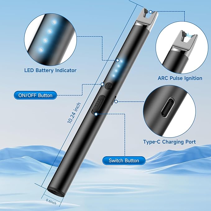 2 Packs Electric Candle Lighters, Windproof Flameless USB Rechargeable Plasma Arc Long Lighter for Grill Firework Kitchen.Gifts for Women Mom Men Wife Sister.