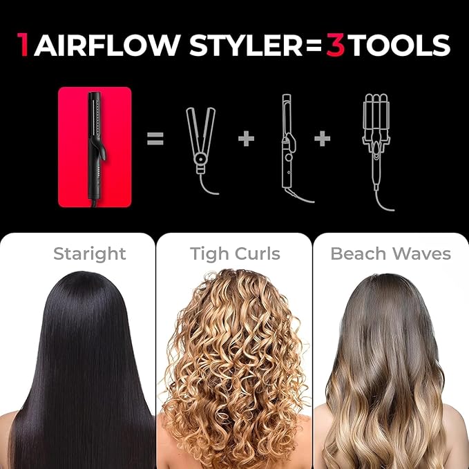 2.0 Curling Iron Flat Iron - Hair Straightener and Curler 2 in 1, 1.25 Inch